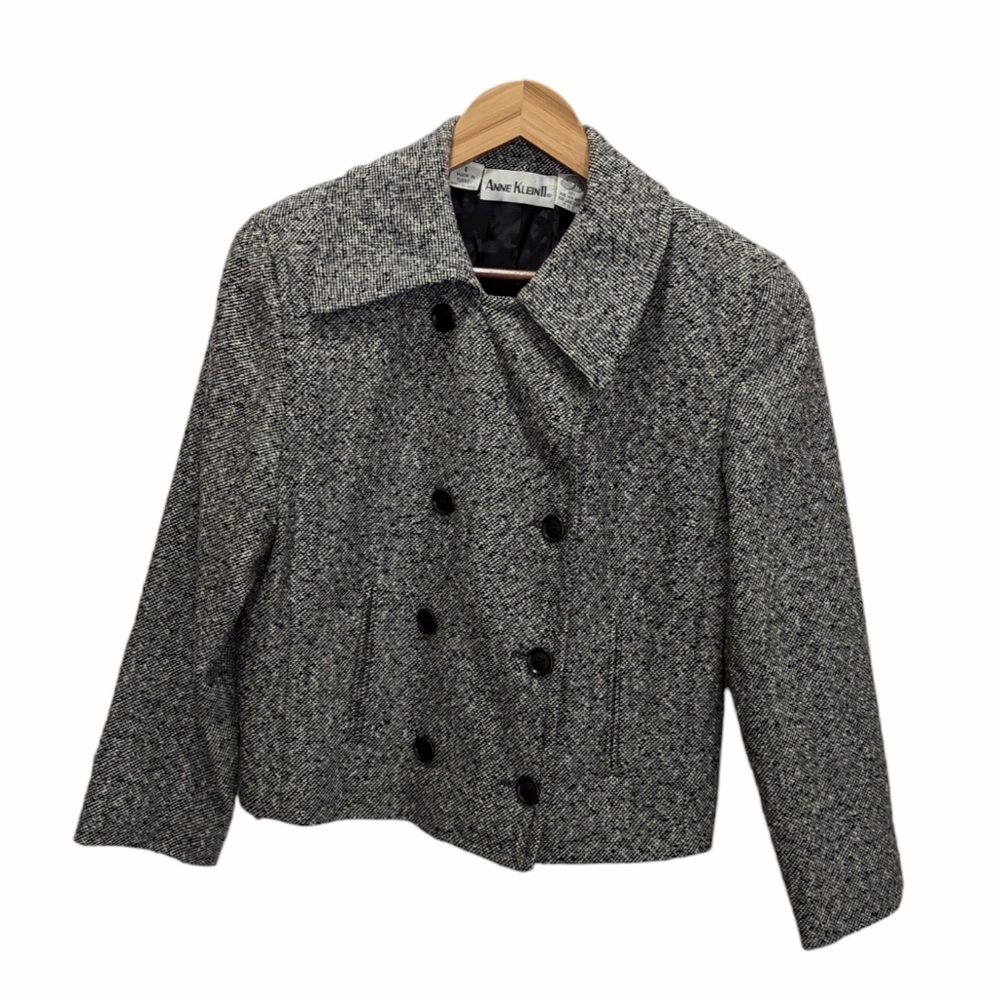 Anne Klein Vintage Cropped B&W Blazer Size 6